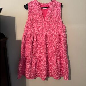 Pink Sleeveless Textured Dress